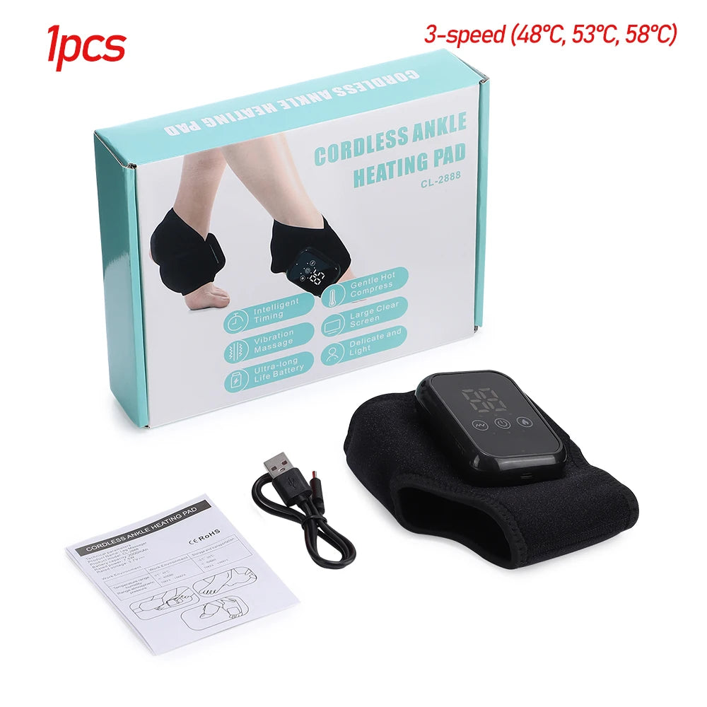 Electric heating foot massager with vibration, ankle support, and joint relief for relaxation and sprain protection.
