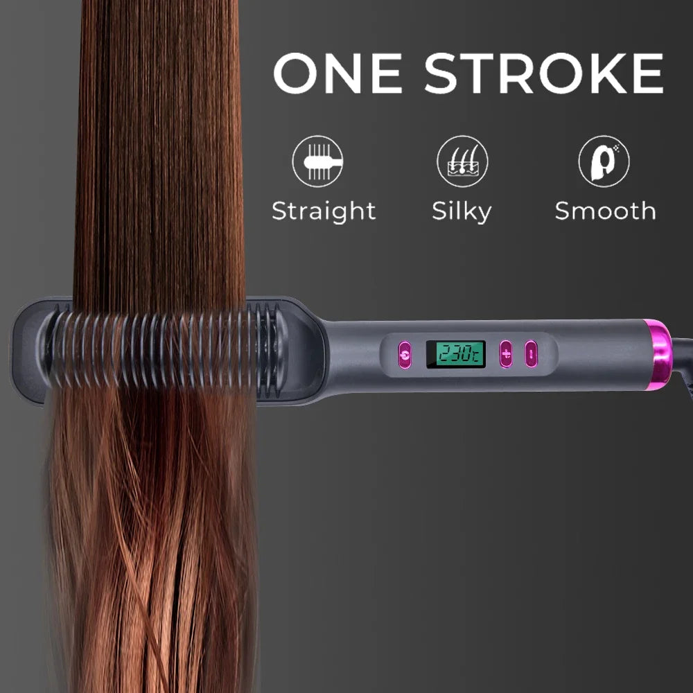 Showlu Smart General electric hair straightener comb with fast heat up to 220°C, sleek design, and easy-to-use controls.