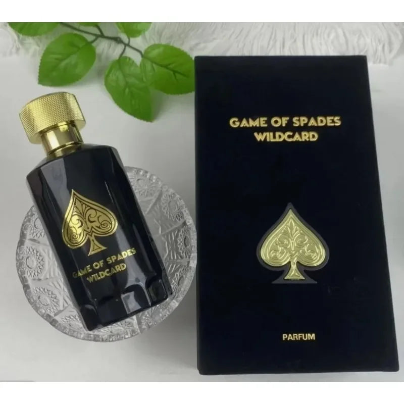 Unisex Jo Milano Game of Spades Wildcard fruity perfume bottle, 3.4 oz EDP with colorful branding and elegant packaging.