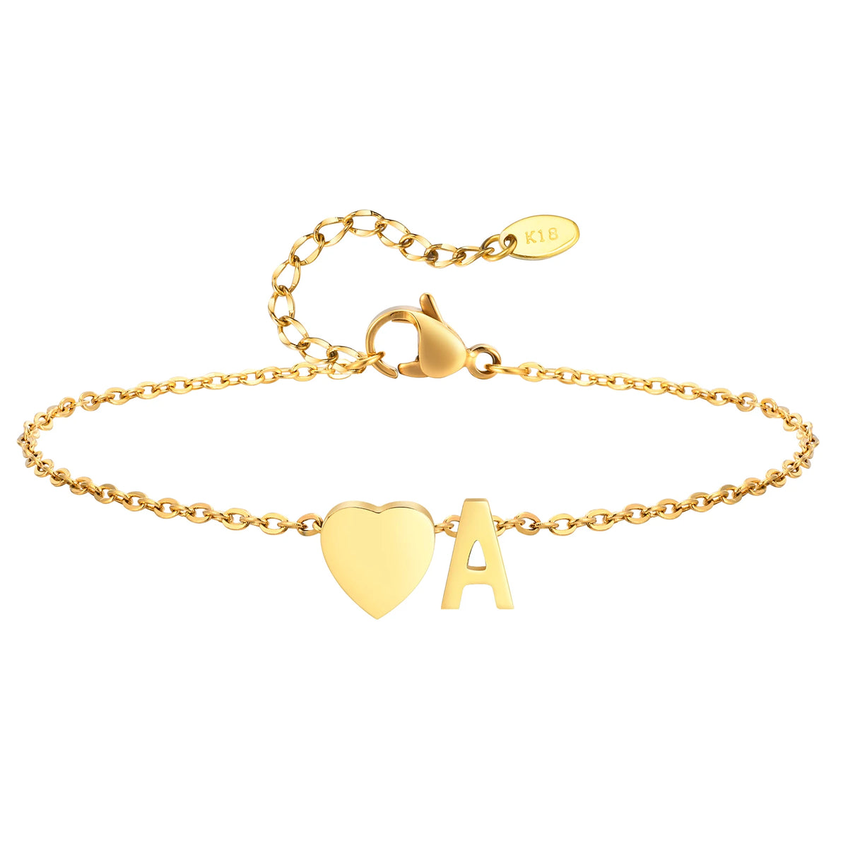 Women’s heart initial anklet bracelet with adjustable chain, hypoallergenic stainless steel, personalized name foot jewelry for beach wear