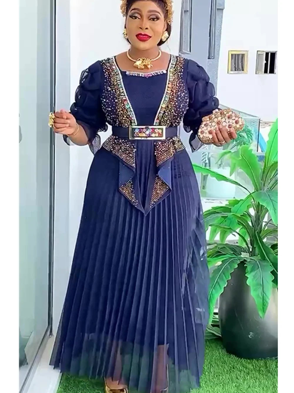 African Party Dresses for Women New Fashion Dashiki Ankara Wedding Evening Gown Elegant Turkey Muslim Maxi Dress