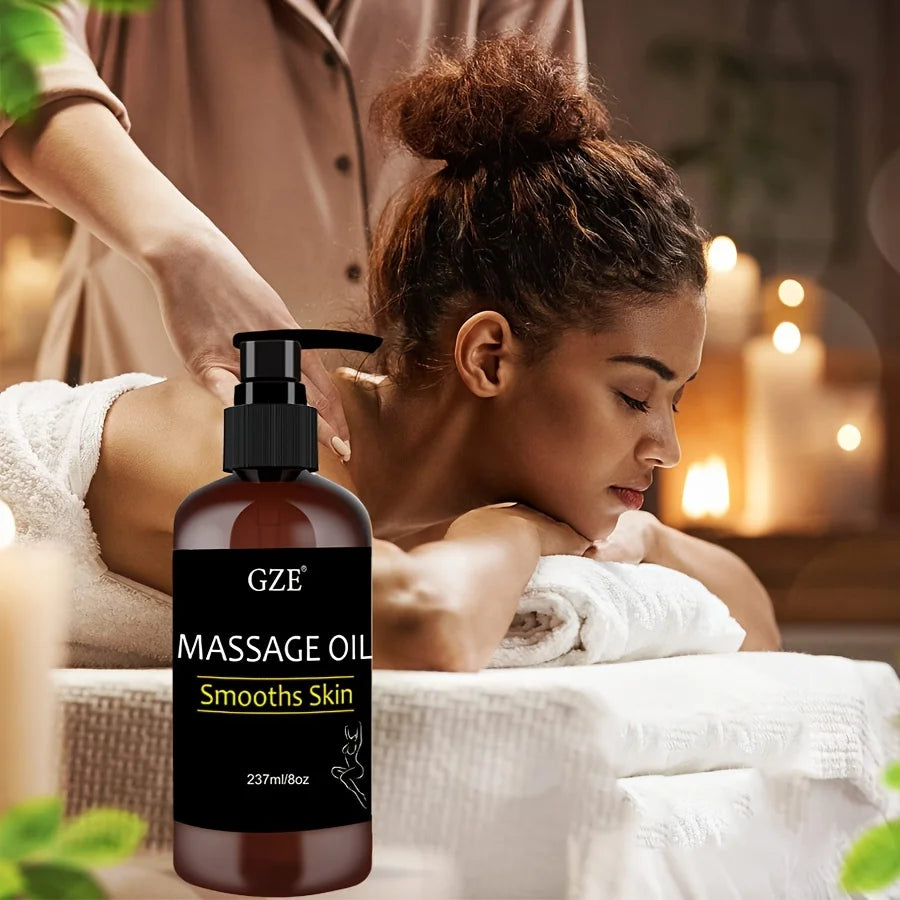 GZE Collagen and stem cell body massage oil by Showlu Fashion Store, featuring a sleek bottle with oil for skin tightening and firming.