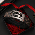 Men's genuine leather belt with metal alloy automatic buckle, luxury design, Showlu Fashion men's waist strap.