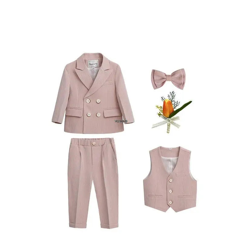 Kids formal wedding suit by SHOWLU FASHION STORE featuring a double-breasted blazer set for boys, perfect for special occasions.