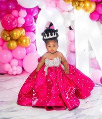Fuchsia Beading Girl's Birthday Party Dresses Customized Ball Gown Puffy Flower Girl Dress Princess Baby Kids Pageant Gowns