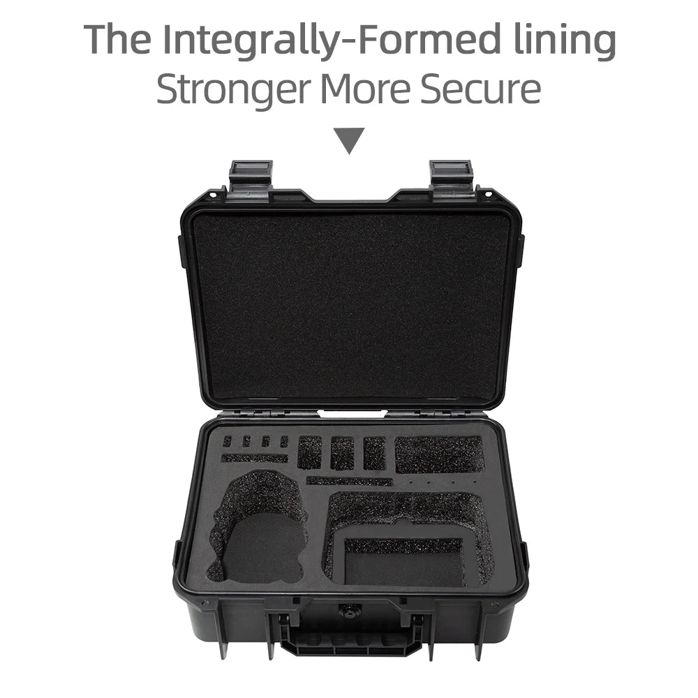 Durable waterproof hard shell case for DJI Mini 3/4Pro and Mini 4 Pro drones, with large capacity and explosion-proof design.