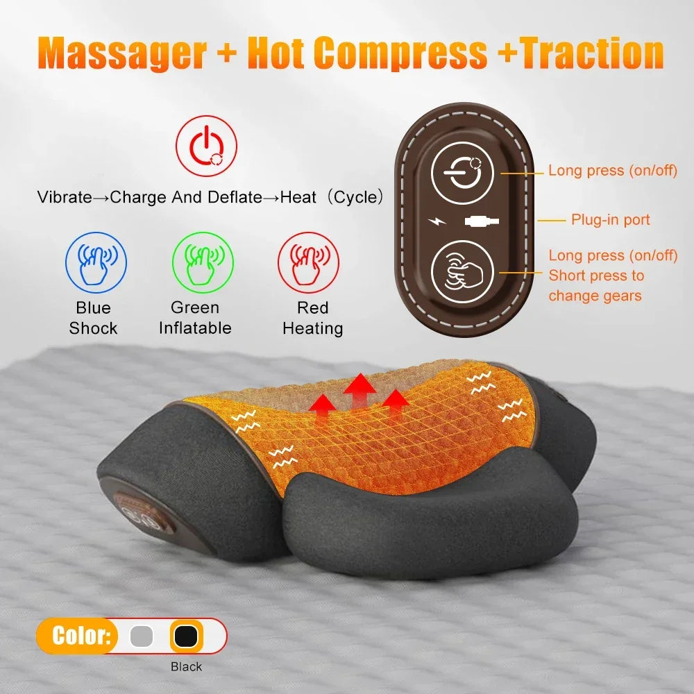 Electric neck massager with memory foam, heating, and vibration features from DJBS, designed for soothing neck relaxation.