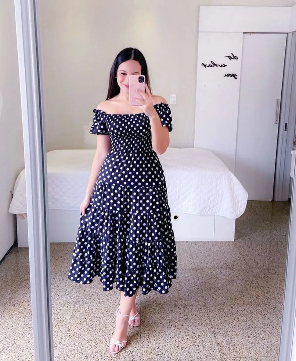 FUXIONGFU women's high waisted A-line summer dress with slash neck and floral print, showcasing lightweight fabric and stylish design.