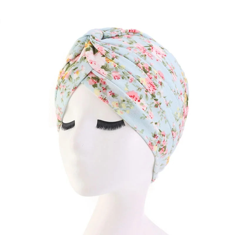 New Women Soft Floral Print Cotton Women Turban hats Fashion Banadans Cancer Headwrap Chemo Cap Head Wrap Hair Accessories SHOWLU FASHION STORE