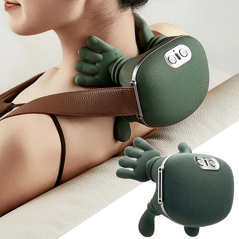 Windaily Bionic Neck and Shoulder Massager shawl with 3-level kneading for muscle relief, shown in use on shoulders.