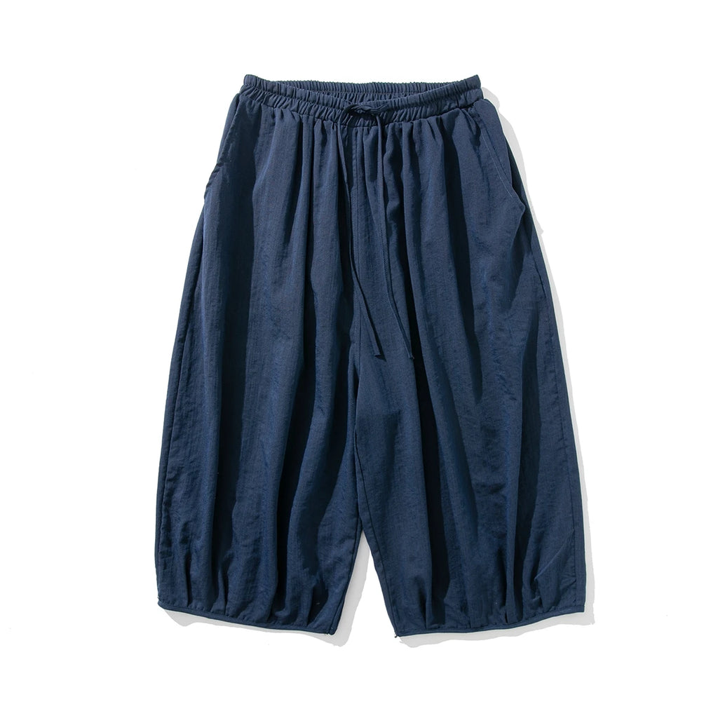 New Summer Men’s Calf-Length Pants Loose Harem Pants Men Solid Color Elastic Waist Casual Trousers Jogger Hip Hop Streetwear Man