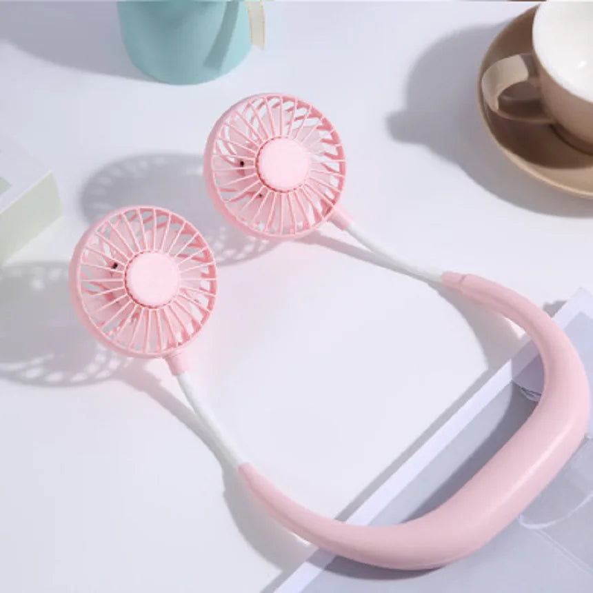 Portable Hanging Neck Fans USB Rechargeable Leafless Mini Air Cooling Fan Air Conditioner Wearable Neckband Fans