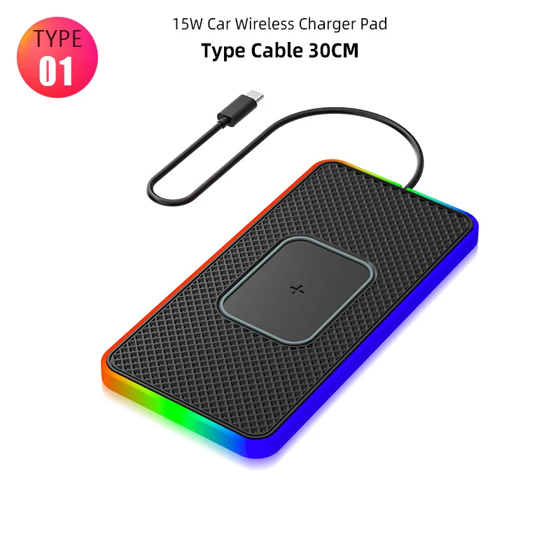 Showlu Smart General Brorikoy 15W Qi Wireless Car Charger with silicone pad, mounted in a vehicle for hands-free device charging
