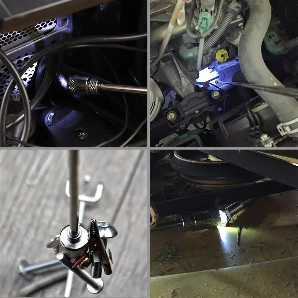 Showlu Smart General telescopic magnetic pickup tool with LED light, featuring a extendable wand and magnetic tip for retrieving metal objects.