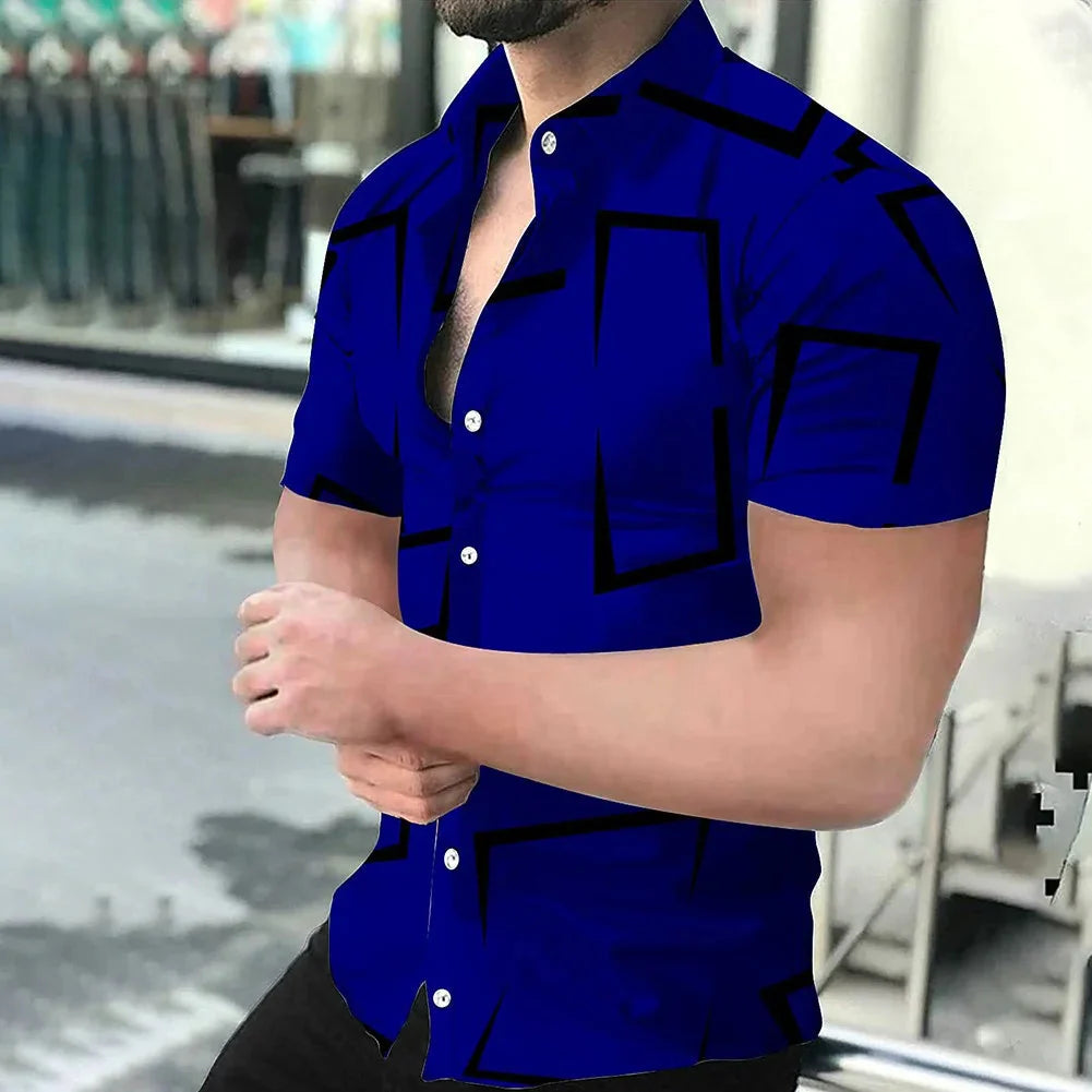 Men's Hawaiian Baroque 3D print short sleeve shirt by SHOWLU FASHION, featuring vibrant floral and baroque patterns.