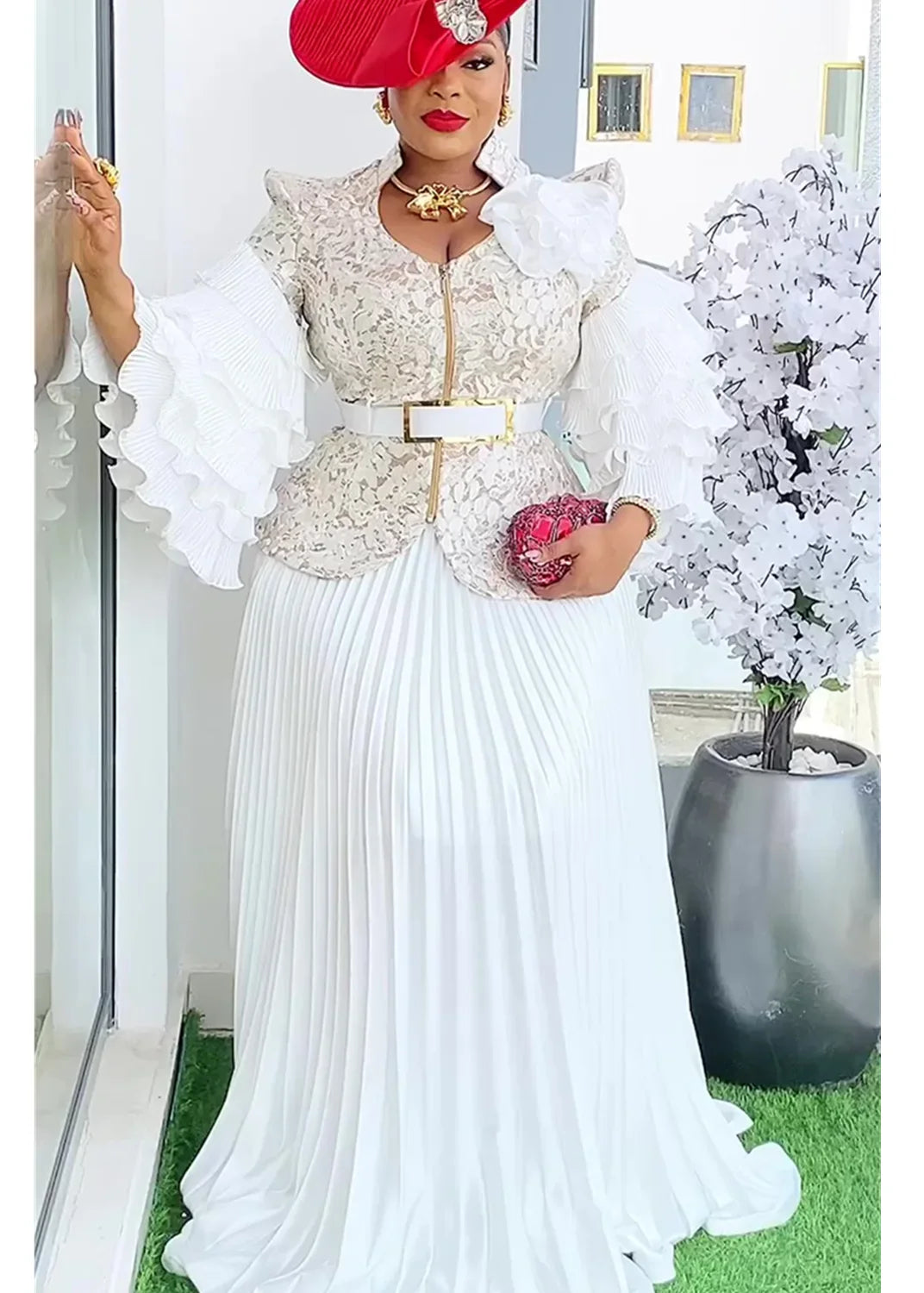African Ankara Dashiki 2-piece skirt set by SHOWLU FASHION STORE, featuring vibrant patterns and elegant wedding gown style.