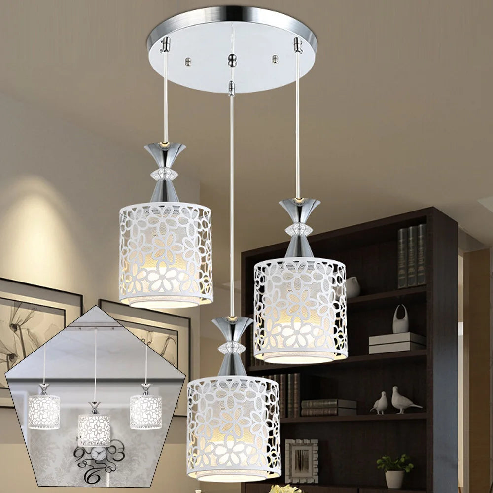 Modern Showlu 3-Light Petal Pendant Lamp with iron finish and E27 ceiling chandelier for stylish interior lighting.