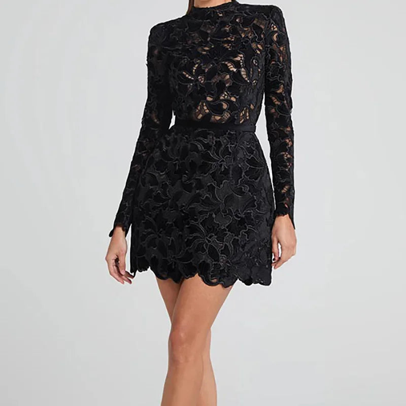 Femme Solid Patchwork Autumn Dresses Chic Women Office Slim Fit O Neck Dress Casual Long Sleeve Party Mini Dress 2024 Vestidos