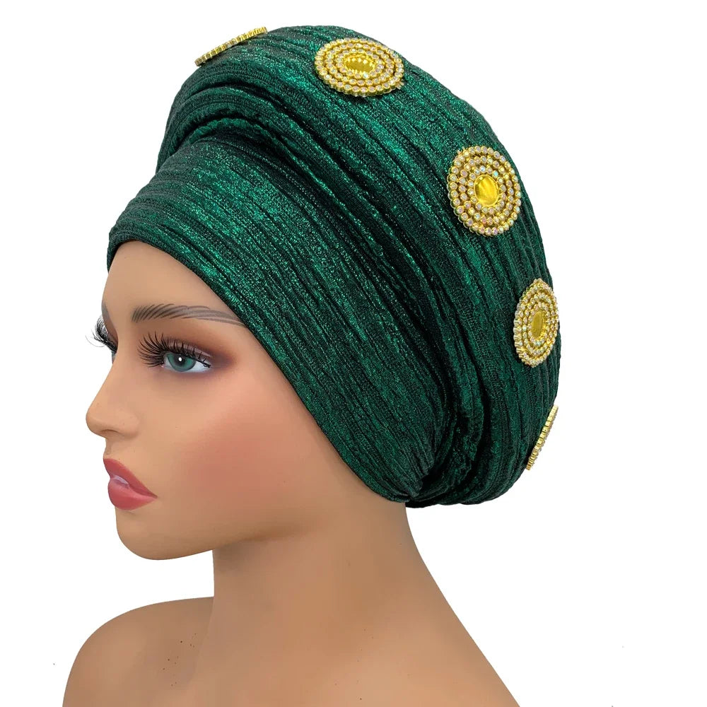 Female Wrap Head Bonnet Muslim Headscarf Hat Turbante Mujer African Autogele Headtie Fashion Women's Turban Cap