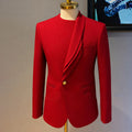 Men Red Single Button Suit Shawl Lapel Jacket Modern Party Elegant One Pcs Tuxedos High Quality Wedding Suits Formal Customized