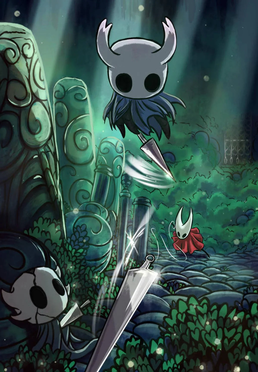 Hollow Knight canvas wall art featuring a modern video game poster with character artwork, ideal for home decor.