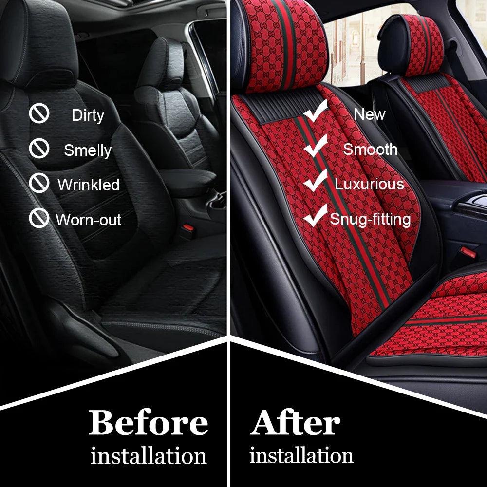 SHOWLU Universal PU leather car seat cover for SUV, four-season cushion, stylish and durable automotive seat protection.