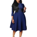 Elegant Dresses for Women Party 2024 Luxury O Neck 3/4 Sleeve High Waisted Pleated A Line Bridesmaid Midi Calf Birthday Dress