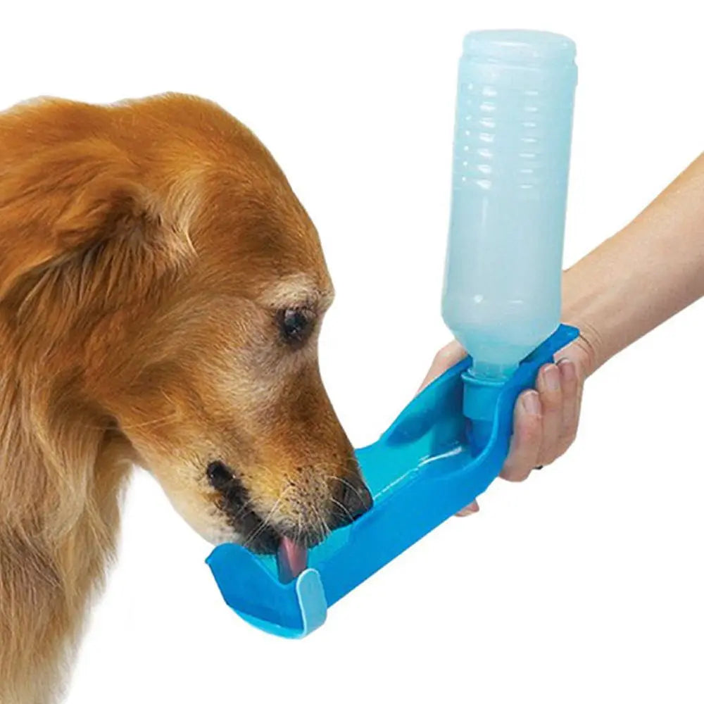 Showlu Portable Dog Water Bottle with built-in travel bowl for outdoor pet hydration, compact and convenient for on-the-go use.