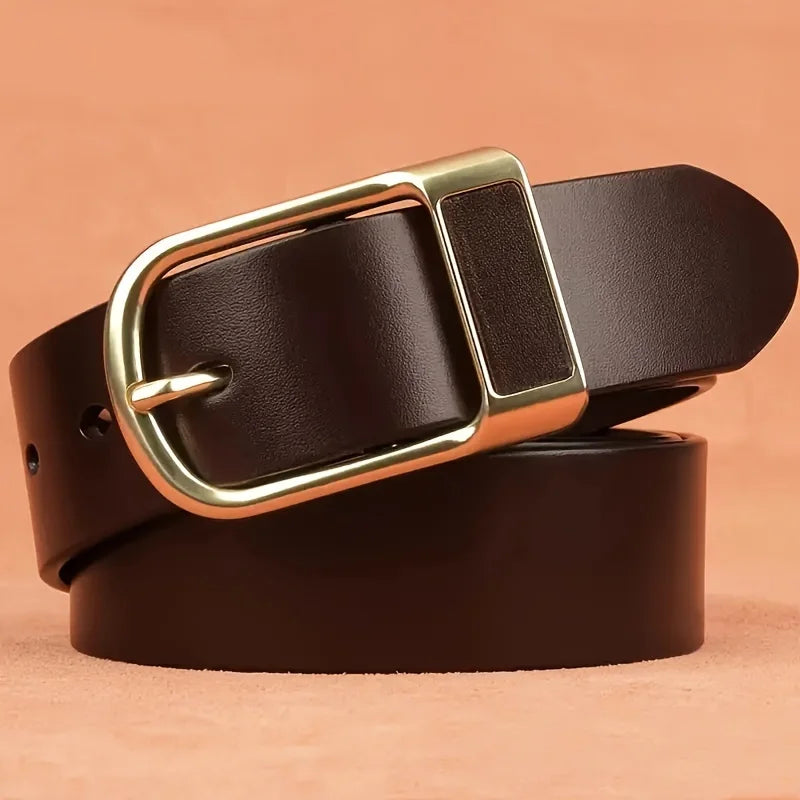 Men's PU leather cowboy belt with retro pin buckle by Showlu Fashion, featuring a stylish jeans belt design.