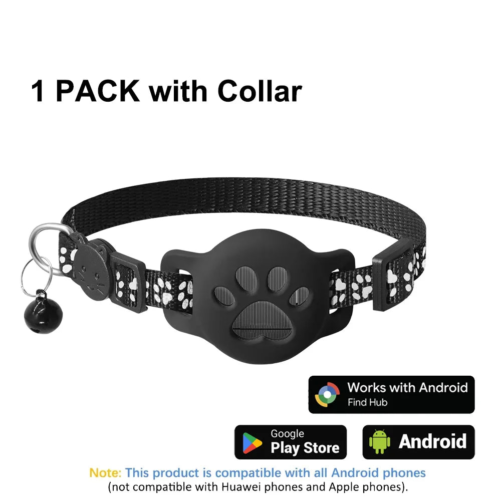 Showlu Smart General Pet GPS Tracker attached to a pet's collar, showing compact design and tracking device for pet safety.
