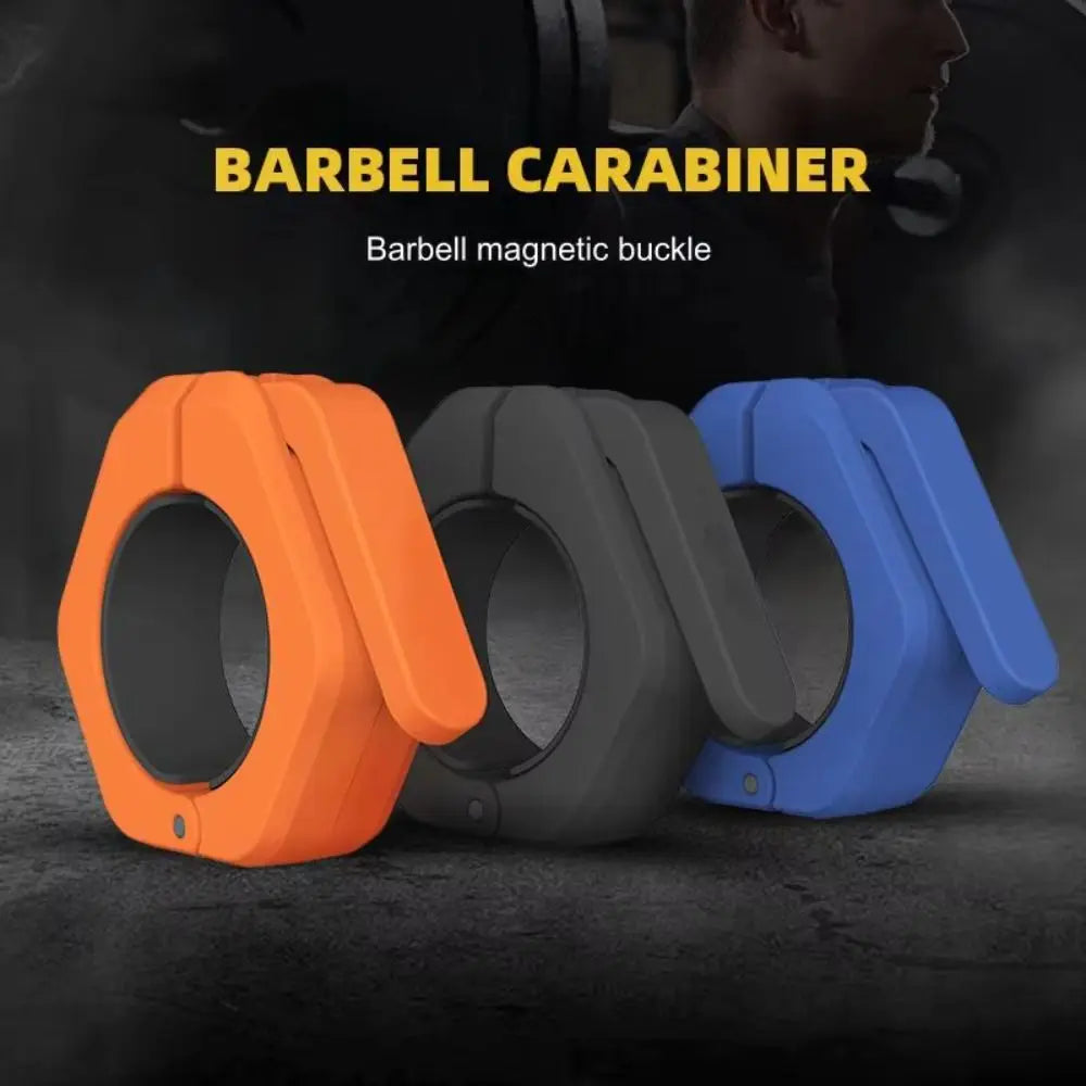 Showlu magnetic weightlifting barbell clamps with quick-release hexagon design and spin lock for stable deadlift barbell collar use.