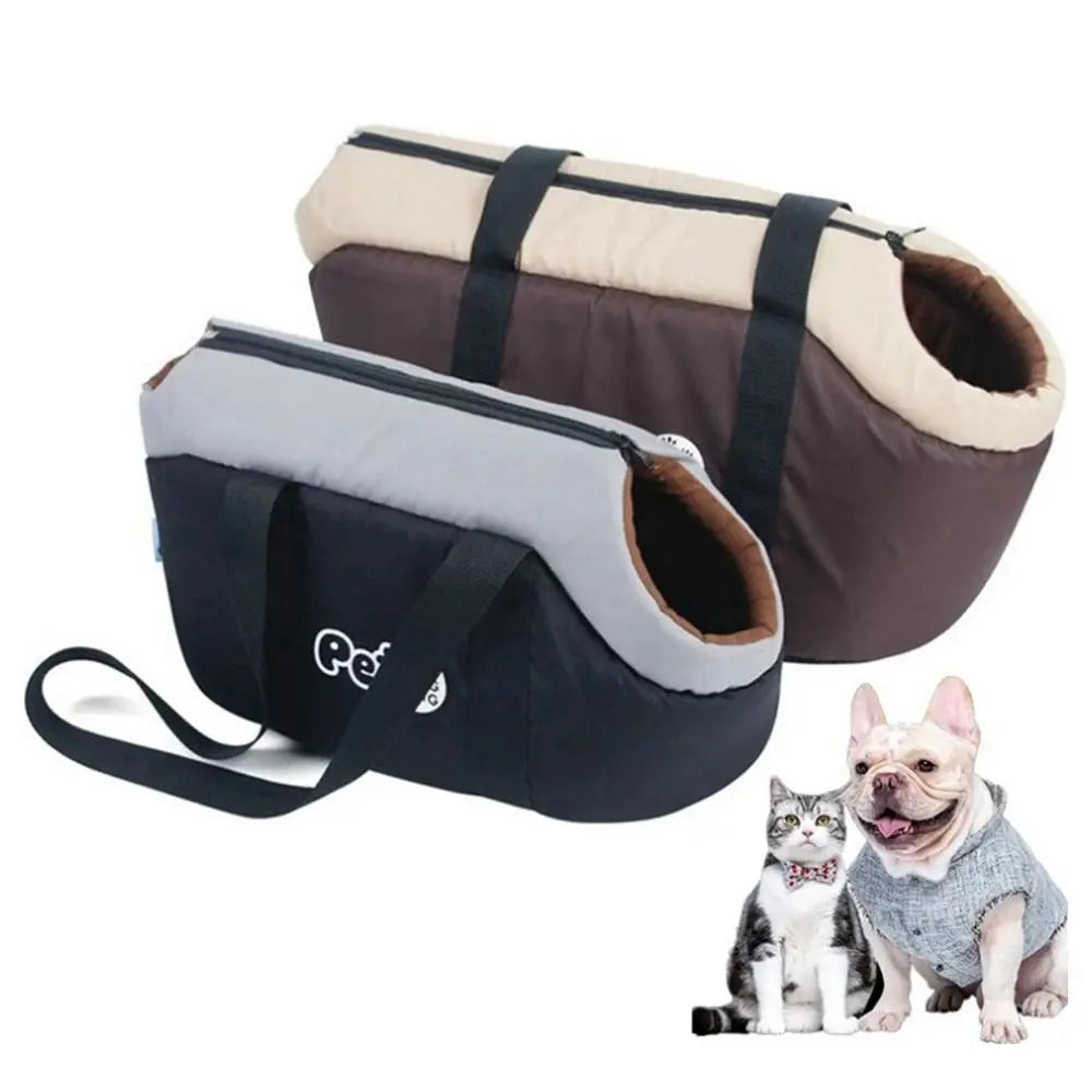 Showlu Fashion portable nylon pet carrier backpack for small dogs and cats, with mesh sides and adjustable straps.