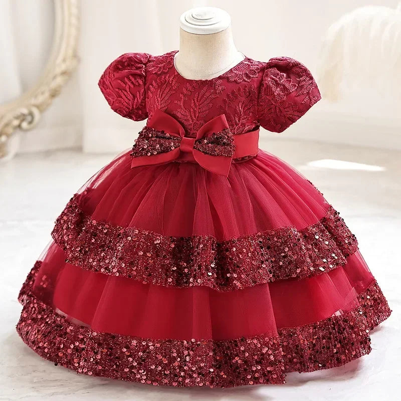 ELVESNEST Girls lace bow short sleeve summer party dress by Showlu Fashion Store, elegant ball gown for special occasions.