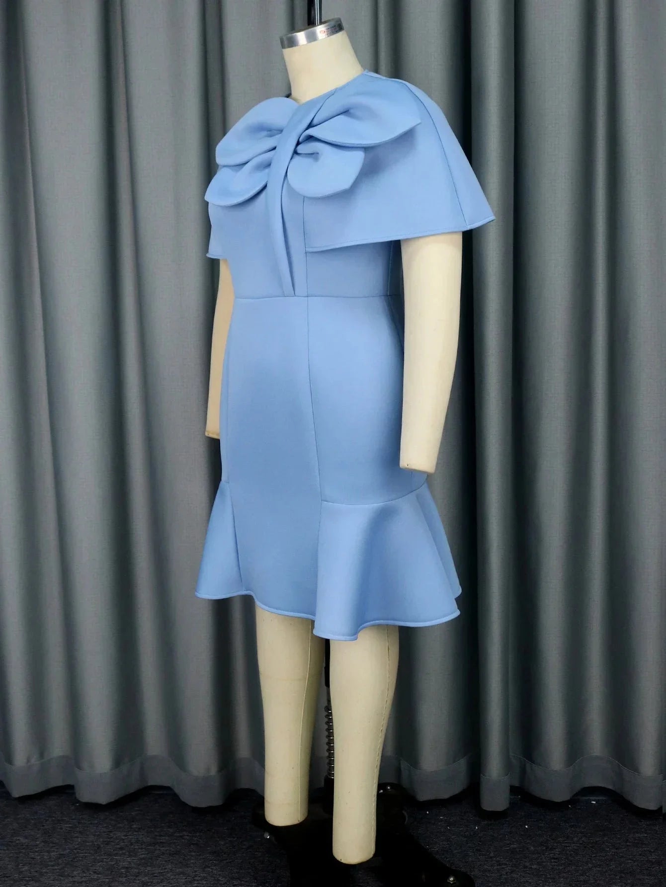 Aimei blue ruffle bodycon mini dress by SHOWLU FASHION STORE featuring a slim fit, round neck, perfect for parties