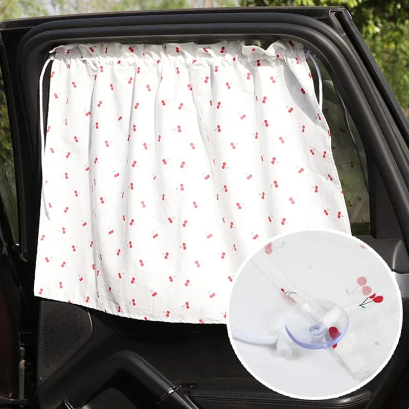 Showlu Smart General baby car window shade installed on vehicle window blocking sunlight and providing UV protection for children.