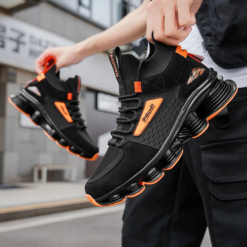 Men's breathable running shoes by Showlu Fashion Store with air mesh uppers and cushioned soles for sports and active wear.