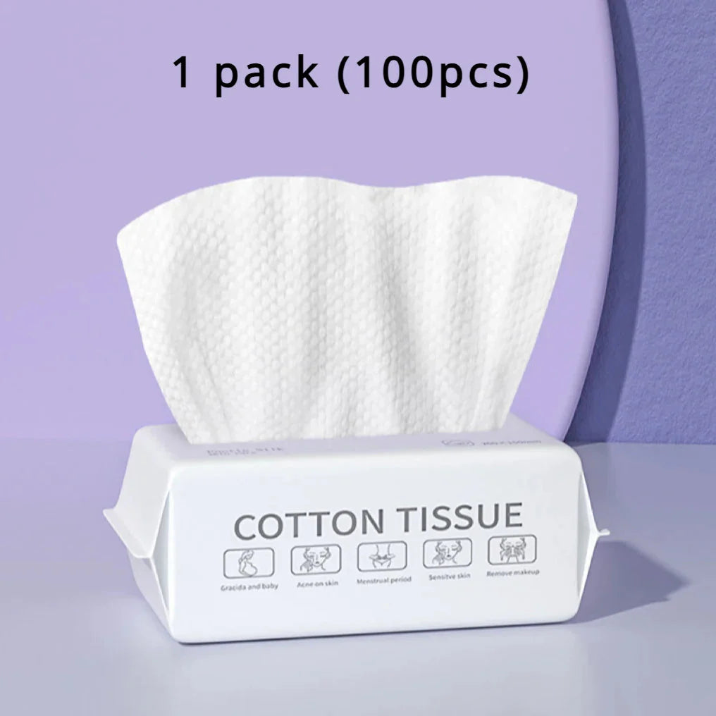 Showlu Fashion disposable face towels, soft cotton dry rags, 100-piece set, ideal for gentle facial and skincare use