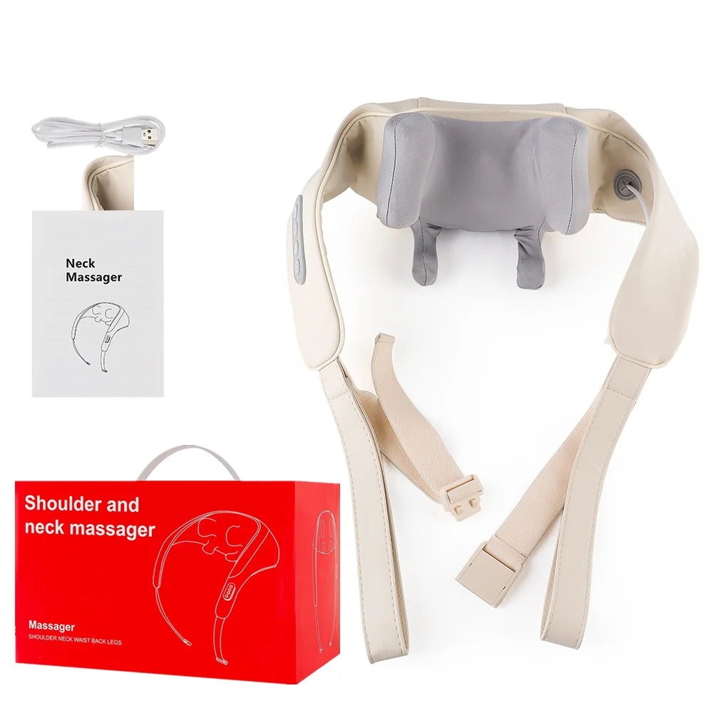 Showlu Smart General electric deep tissue neck and shoulder massage shawl with heat therapy and adjustable settings.