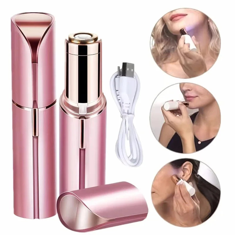 SHOWLU Electric Eyebrow Trimmer for lips and eyebrows, USB rechargeable lipstick-style hair remover, compact grooming tool