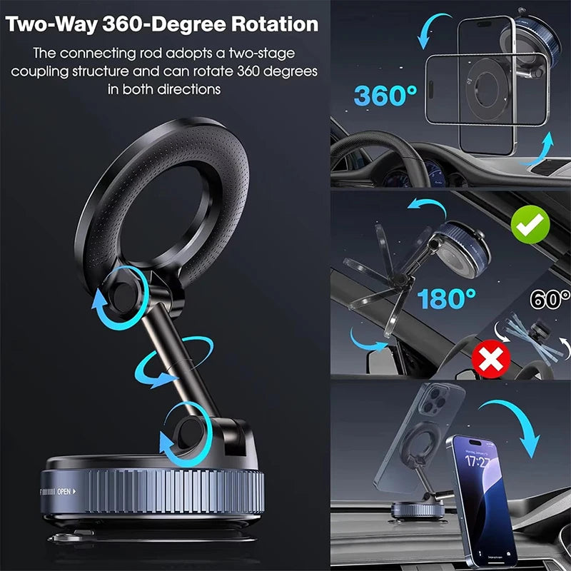 Showlu Smart General 360 car phone holder mounted on a dashboard, adjustable grip for smartphones, and easy to install.
