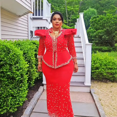 African dresses for woman suit luxury women's elegant dress Mesh fabric women's clothing from turkey