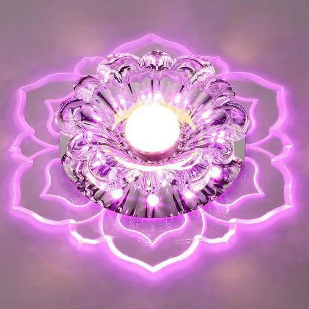Modern Showlu 9W LED crystal petal ceiling light, acrylic pendant lamp with elegant floral design and bright illumination.