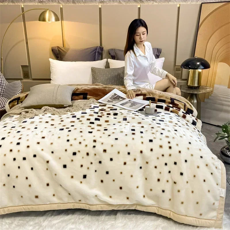 Raschel Mink Double Layer Winter Thick Plush Blanket For Bed Soft Warm Fluffy Throw Blankets 150x200cm Thicken Fleece Quilts