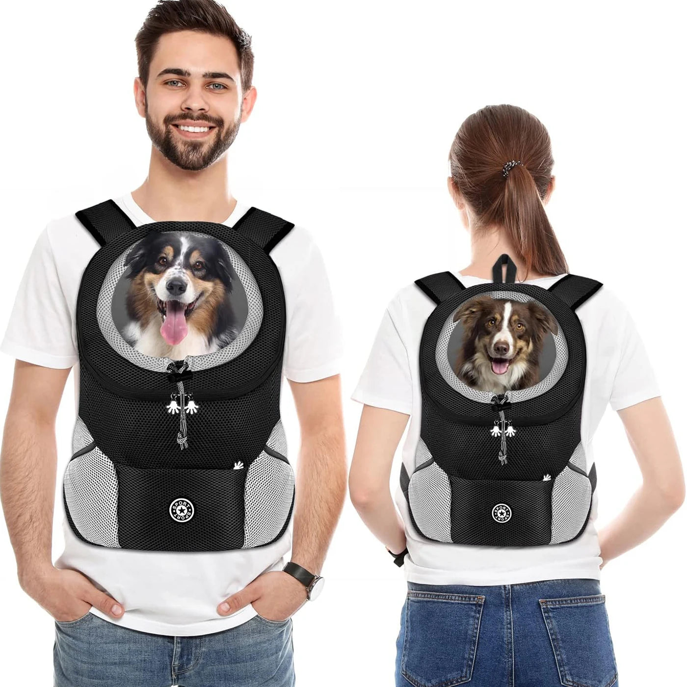 Showlu Breathable Mesh Pet Carrier Backpack for small dogs and cats, featuring ventilation and comfortable straps.