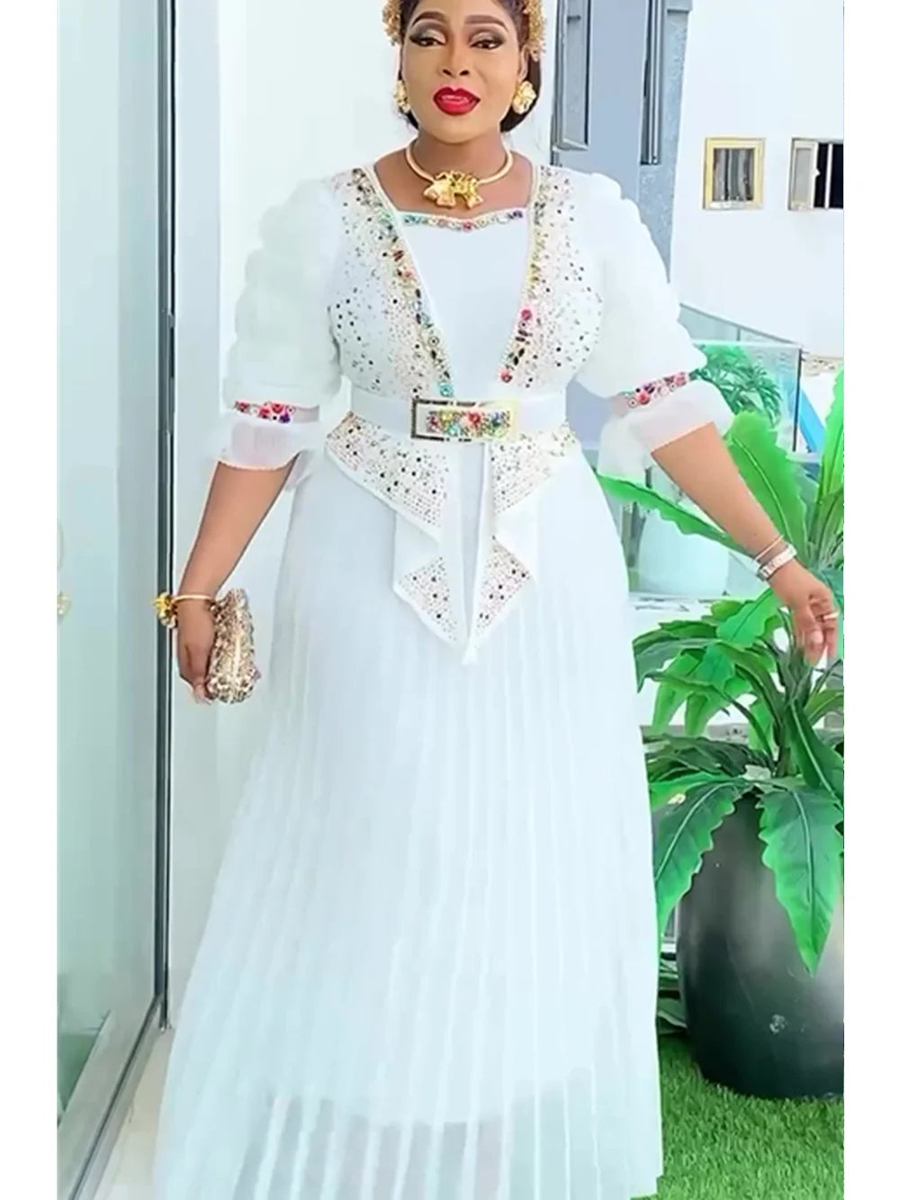 Elegant African Ankara Dashiki party dress by SHOWLU FASHION STORE, featuring vibrant patterns and a flowing maxi gown design.