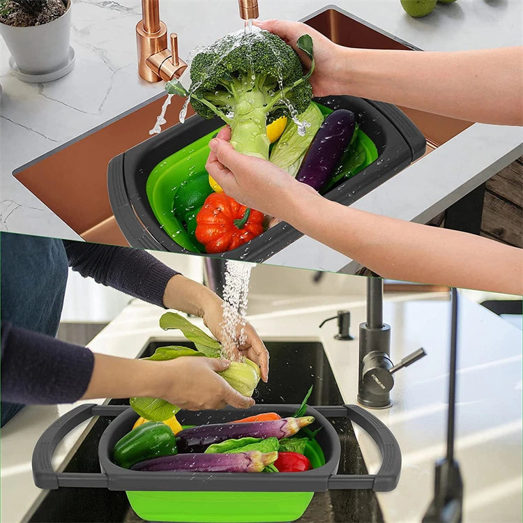 Showlu Smart General expandable kitchen sink strainer basket with mesh filter and adjustable design for catching food debris.