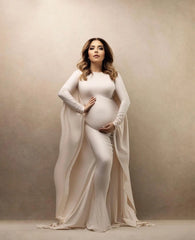 Maternity Photography Props Dress Elastic Fabric Bat Shirt Suitable For Taking Photos Pregnant Women Family Party Goddess Dress