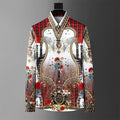 Fashion Men's Luxury Retro Print Shirt Crown Diamond Casual Social Shirt Long Sleeve Slim Fit Business Party Dress Shirt XS-6XL
