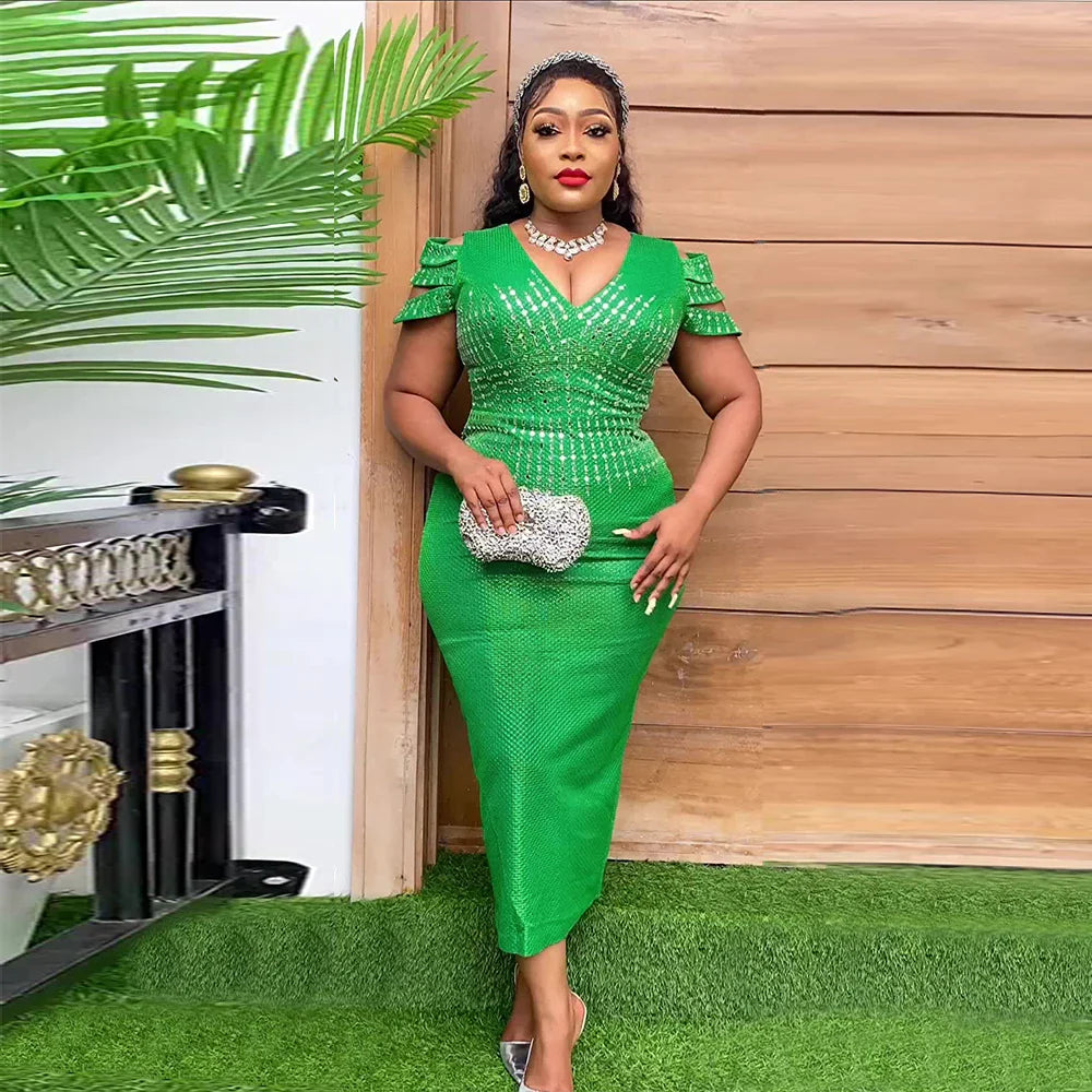 Plus size African-inspired mermaid maxi dress by SHOWLU FASHION STORE, form-fitting bodycon style with vibrant patterns.