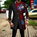 SHOWLU Men's African embroidery print suit with matching blazer and trousers, featuring vibrant traditional embroidery for wedding attire